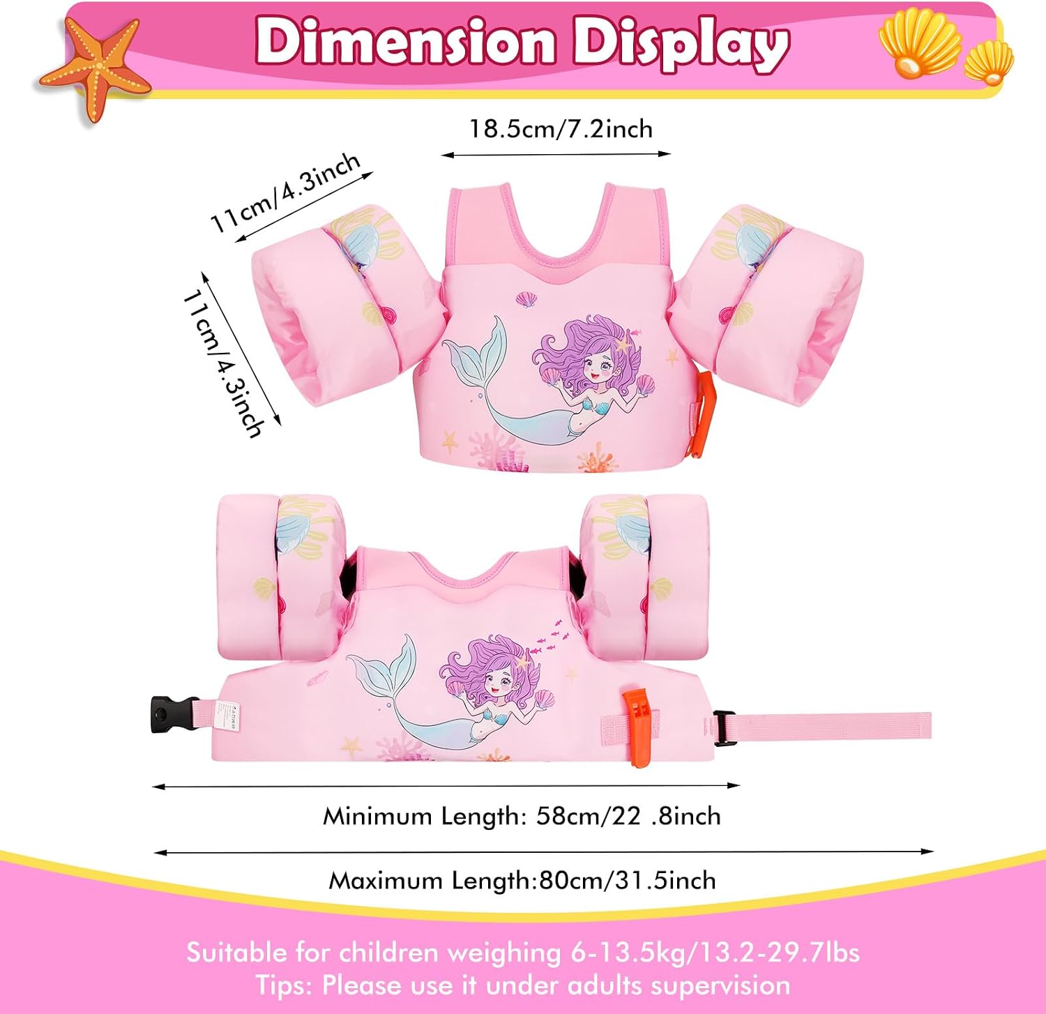 Thumbnail 5 de MoKo Toddler Swim Vest for Kids (13-66 lbs): Safe, Easy, Cartoon Water Wings