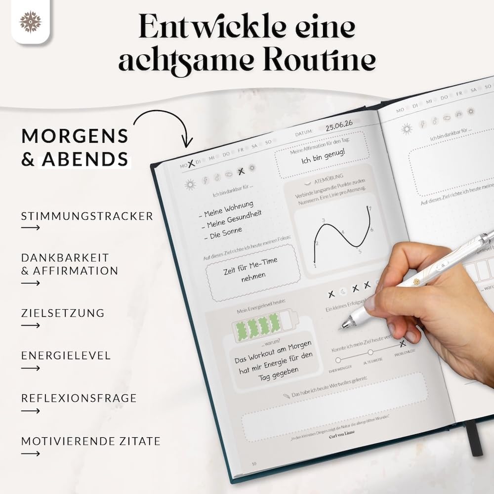 Detalle 2 de LEBENSKOMPASS® MIND Achtsamkeitstagebuch 20 Wochen 📔