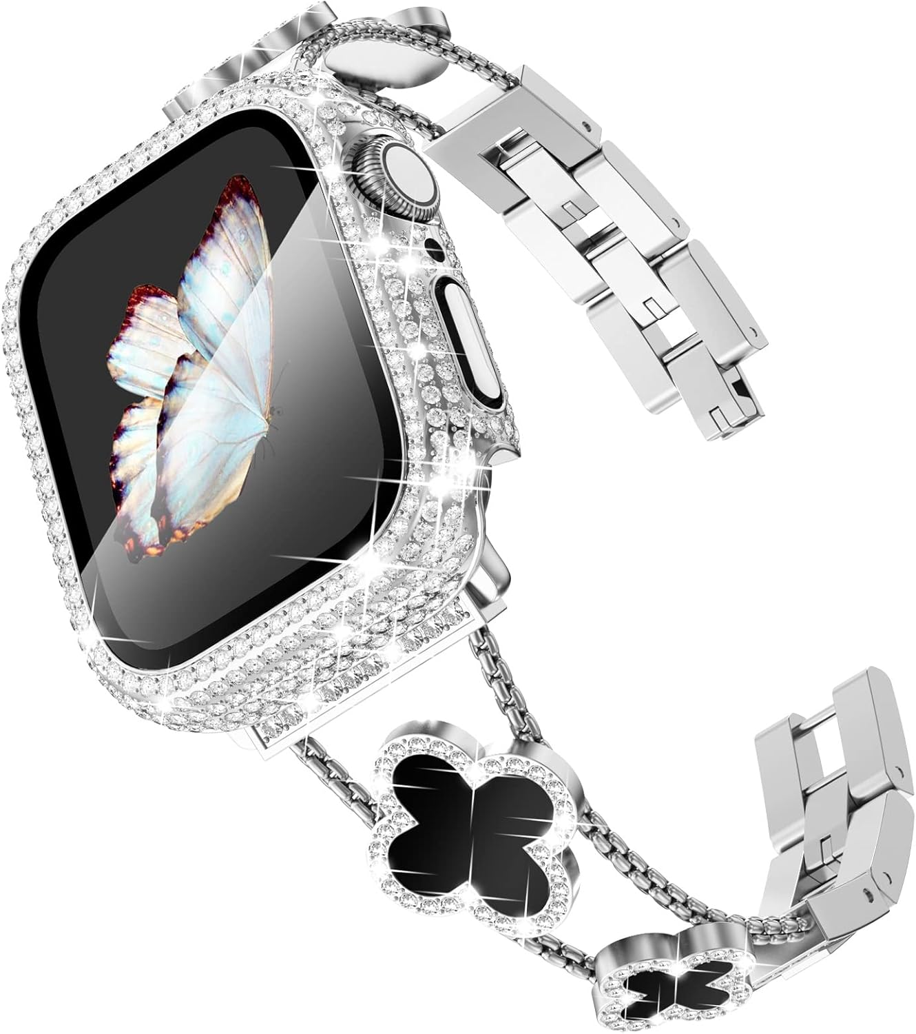 Thumbnail 6 de KADES 41mm Apple Watch Strap with Bling Case and Rose Gold/Black Dial—Diamond-Studded Bracelet for iWatch 9/8/7
