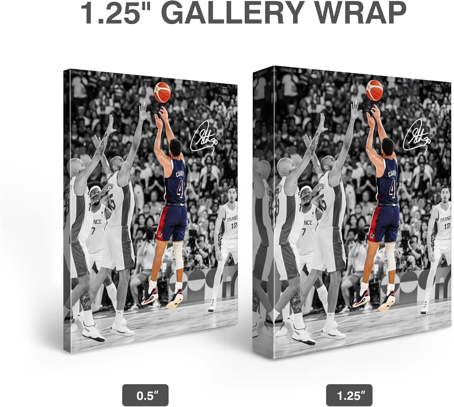 Thumbnail 1 de NBA Basketball Canvas Wall Art – Stephen Curry 3-Point Shooting Scene (8 x 10 in) for Sports Fans