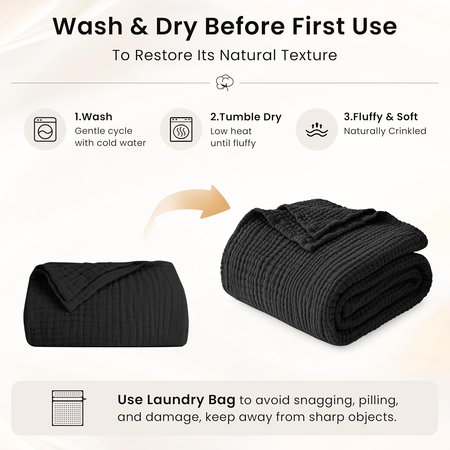 Detalle 2 de Love's Cabin Cotton Muslin Throw Blanket, 100% Cotton