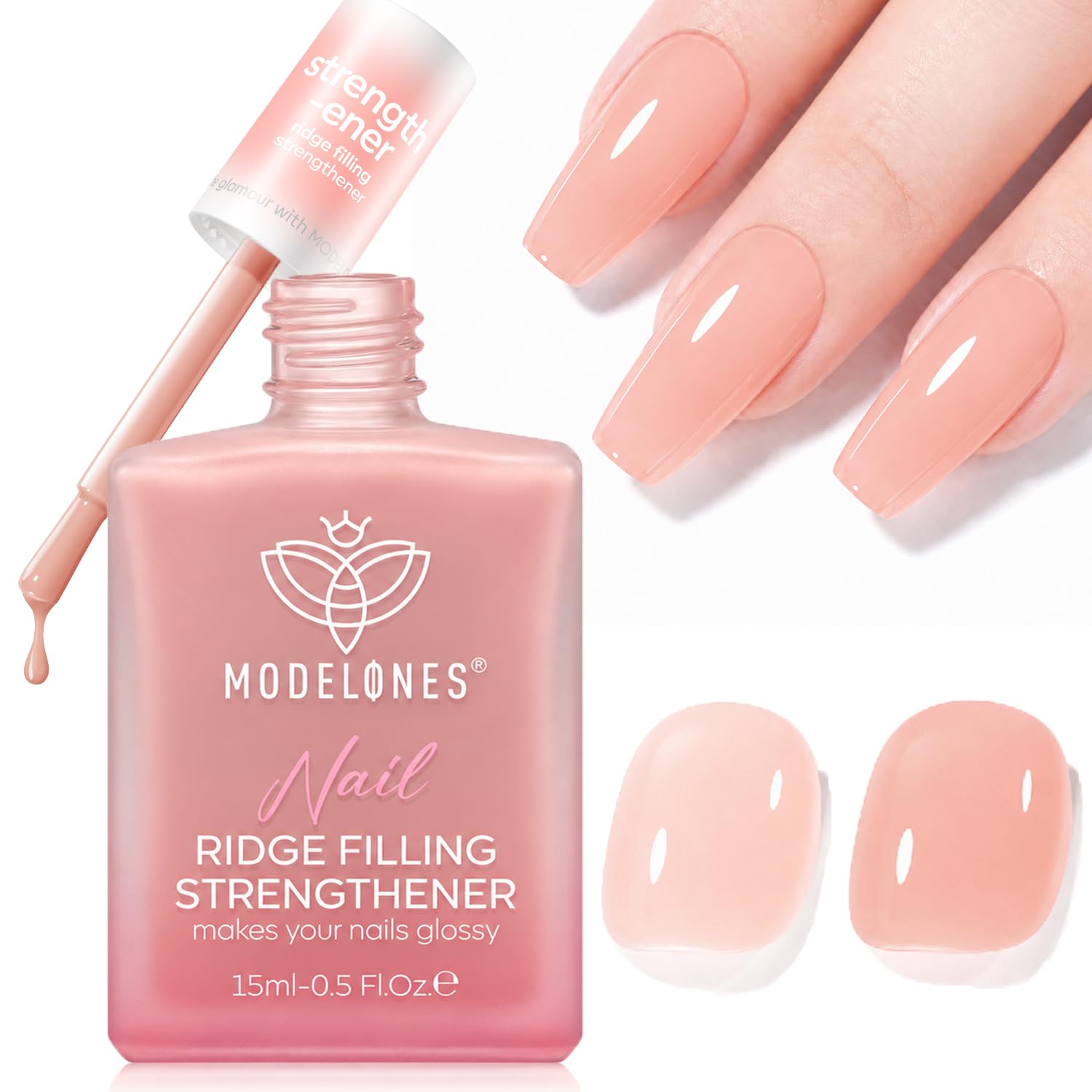 Detalle de modelones Nail Strengthener and Growth Extra Strong Nude Polish (15ml) for Damaged Nails