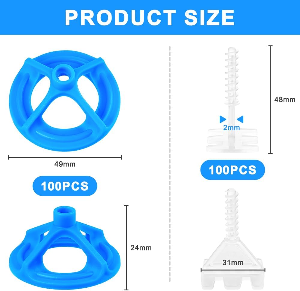 Thumbnail 1 de Flintronic Tile Leveling System 2mm – 100pcs Tile Leveling Clips & 100pcs 2mm Screw Base