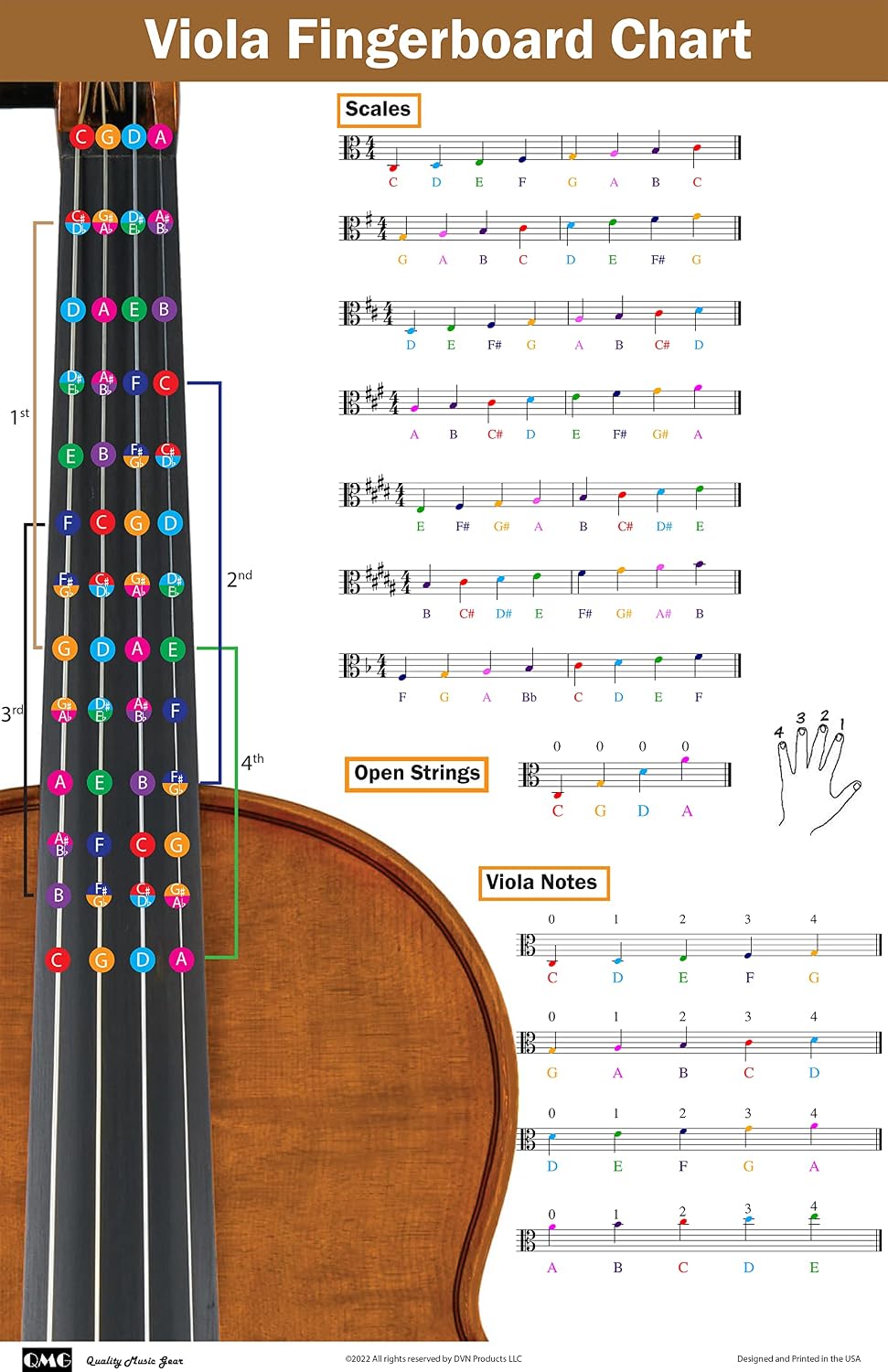 Detalle de Viola fingering chart, 11 × 17 inches
