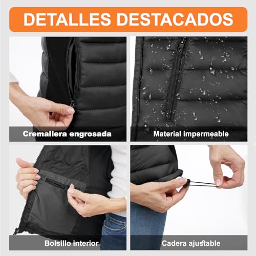 Detalle 1 de seenlast chaleco calefactable para hombre con batería de 10.000 mAh y 4 zonas