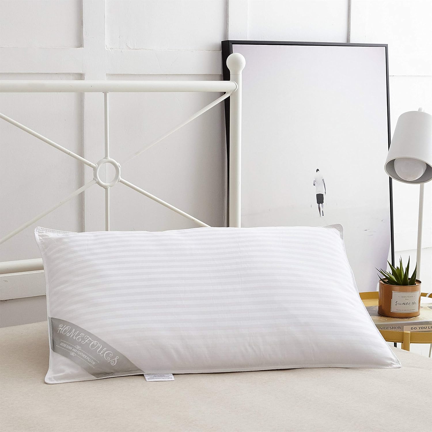 Detalle de HOMEFOUCS Luxury feather pillow, 48x74cm