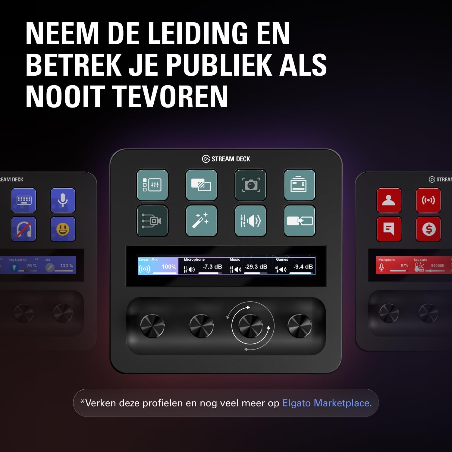 Thumbnail 3 de Elgato Stream Deck + studiocontroller en audiomixer met LCD-toetsen en draaiknoppen