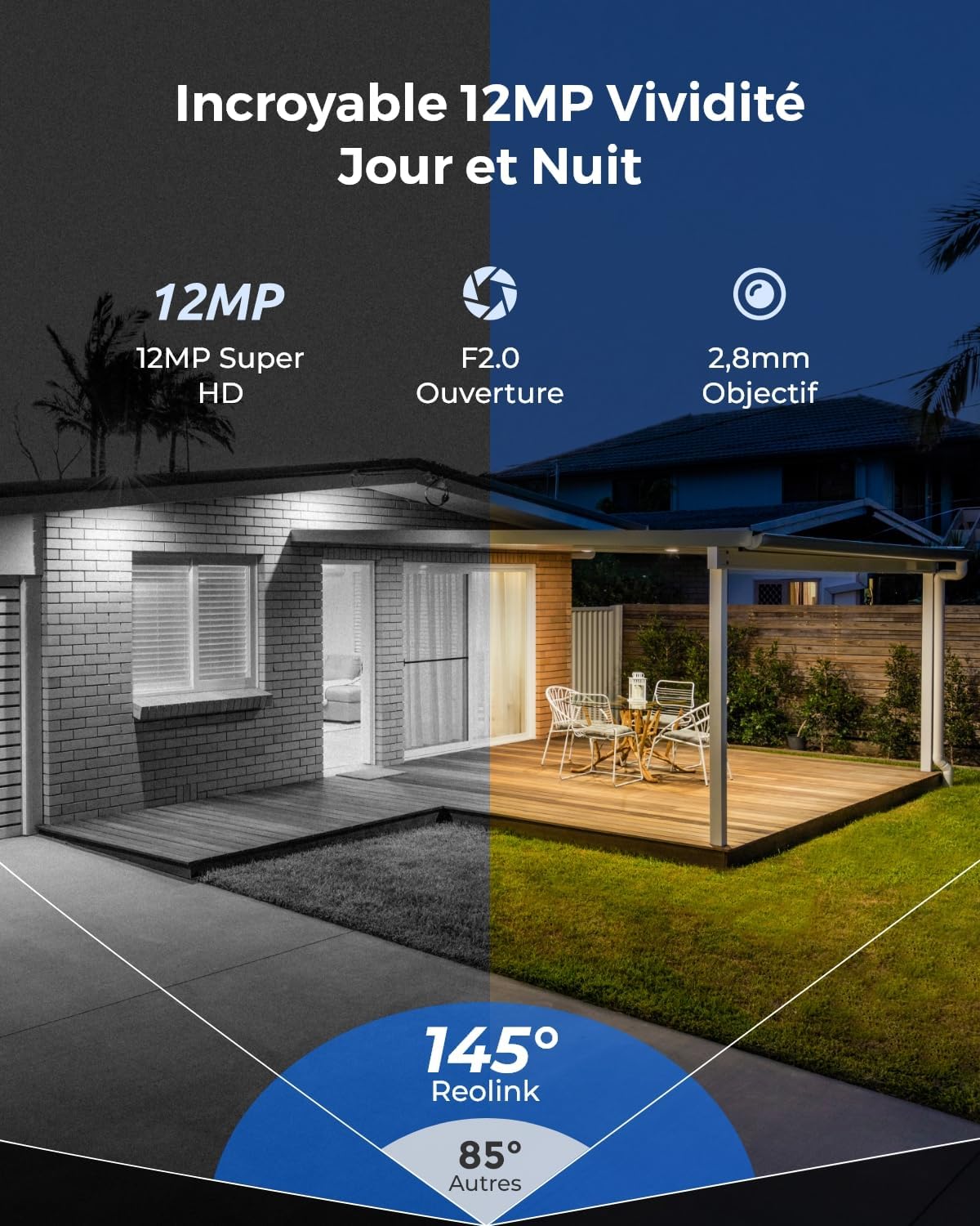Thumbnail 1 de Reolink RLK8-1200V4 Kit Caméra Surveillance Extérieure PoE 12MP, Grand Angle 145°, IK10, NVR 8CH 2To, Vision Nocturne Couleur