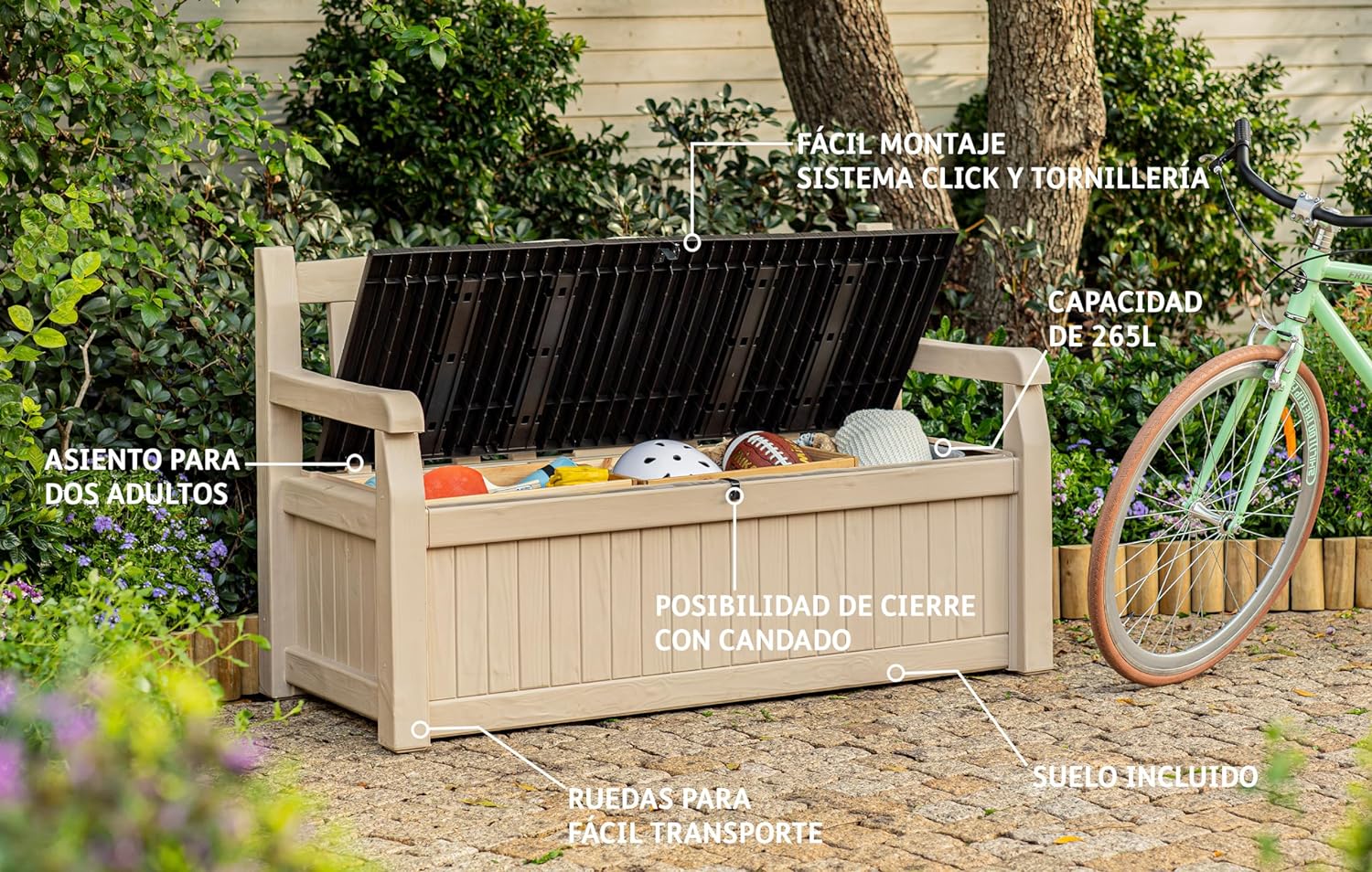 Thumbnail 3 de Keter Eden Bench 265L garden storage bench