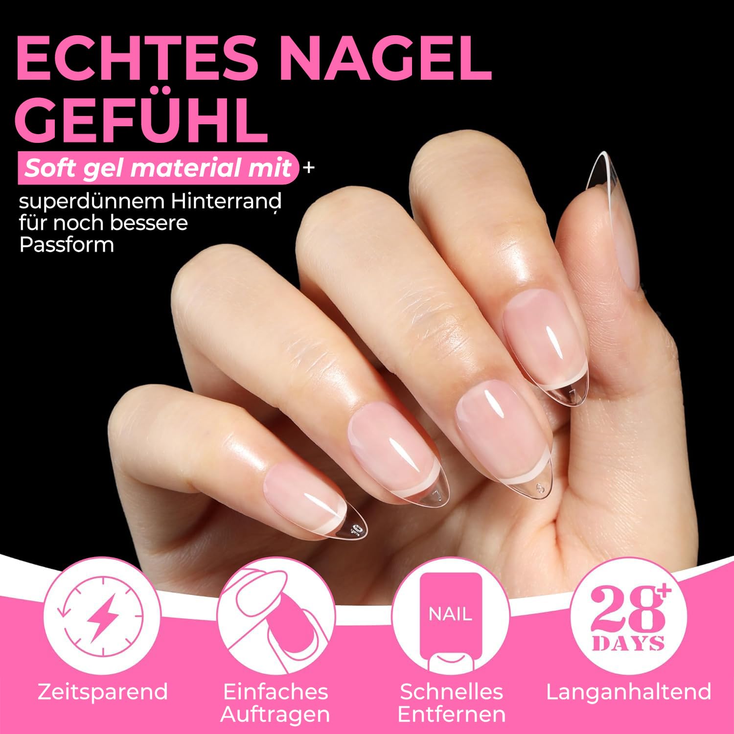 Thumbnail 3 de UNA GELLA Kurze Mandel Nageltips 216 Stück