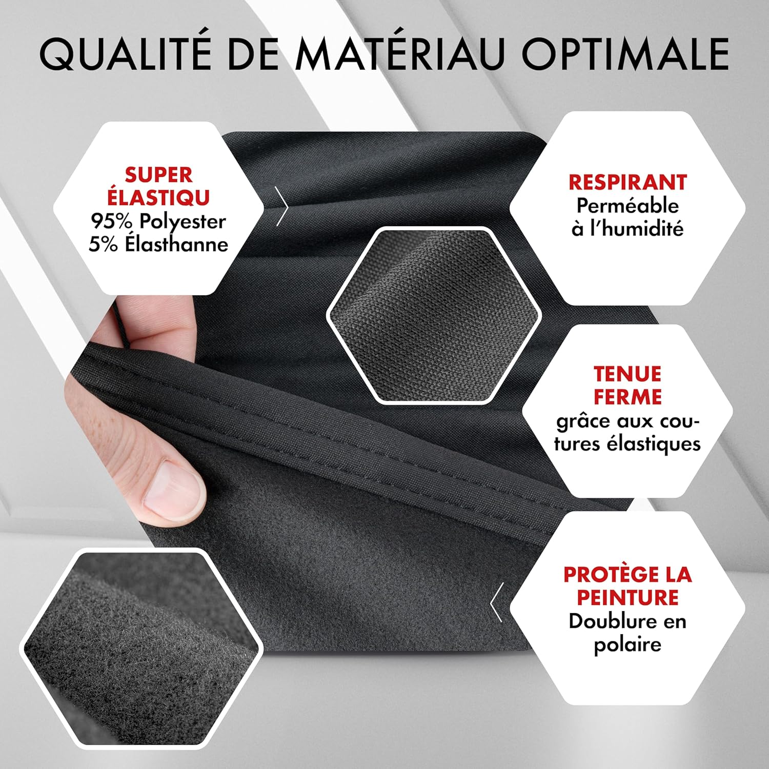 Detalle 2 de WALSER Premium Housse de voiture d’intérieur Indoor Stretch Plus, taille 3, rouge
