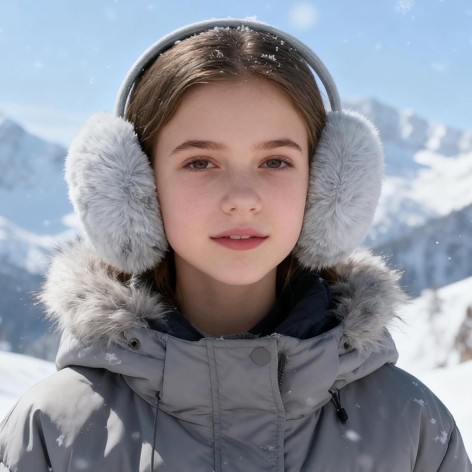 Detalle de IHCEMIH Ohrenschützer für Damen – faltbare Winter-Ohrwärmer aus Plüsch für Outdoor, Skifahren & Laufen