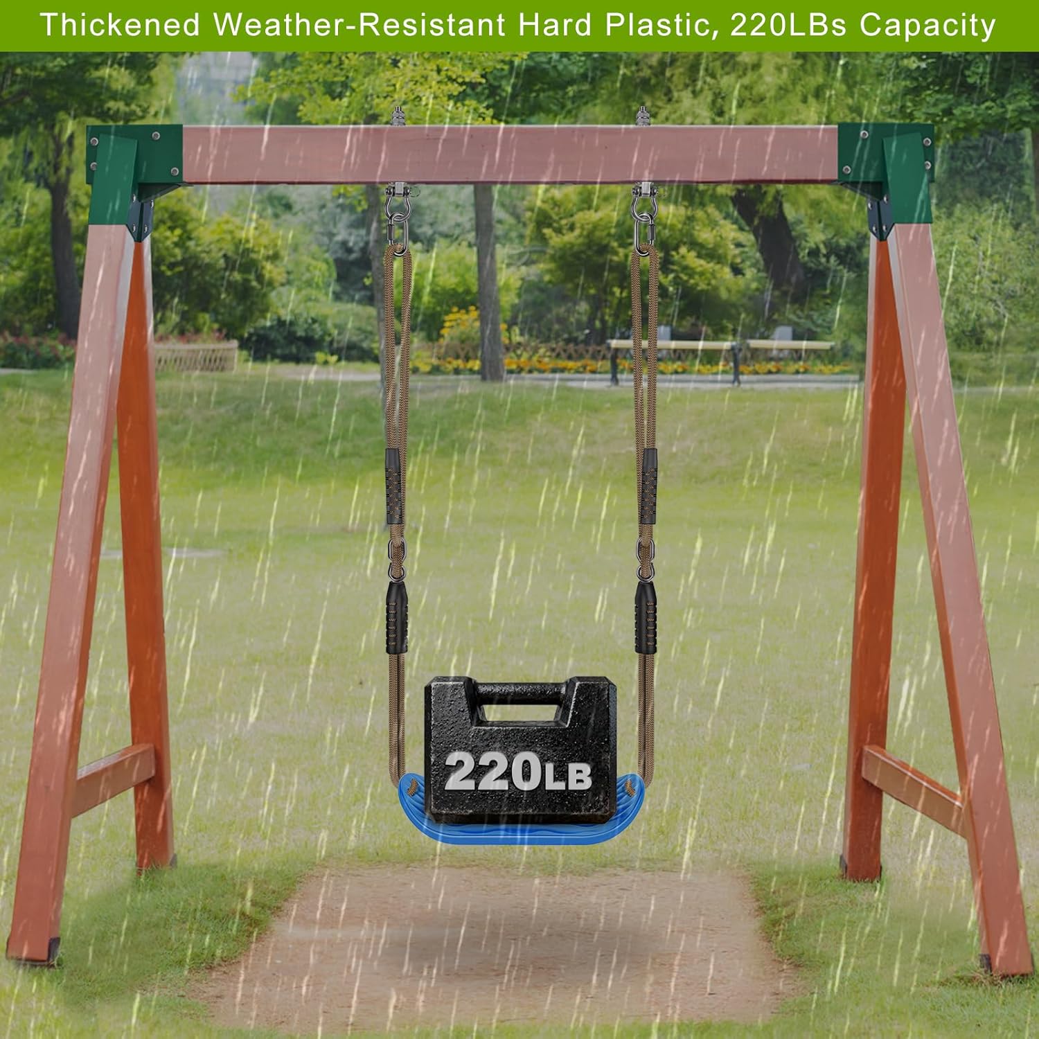 Detalle de BeneLabel Swing Seat for Kids and Teens: Water Ripple Hard Plastic Swing with Adjustable Rope