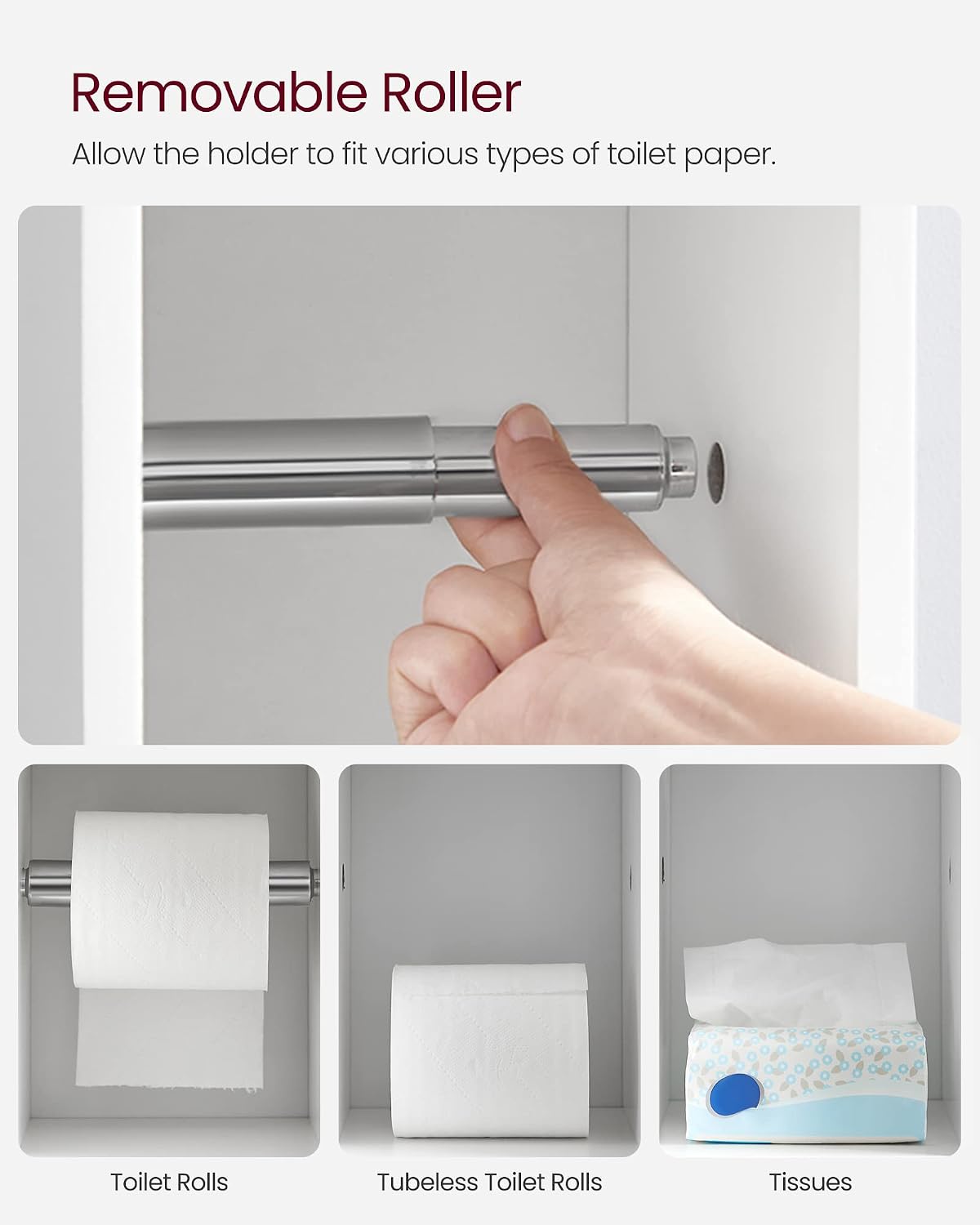 Thumbnail 5 de VASAGLE B34BBC846P31 Bathroom Cabinet, White, Adjustable Shelf