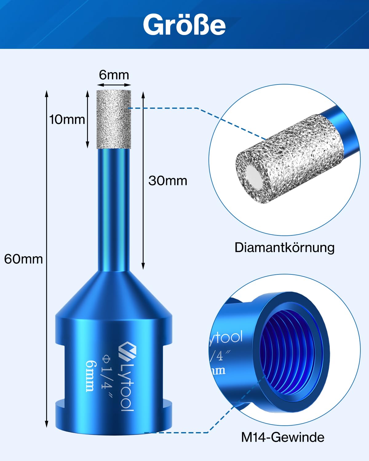 Detalle 2 de Diamant Fliesenbohrer 6 mm für M14