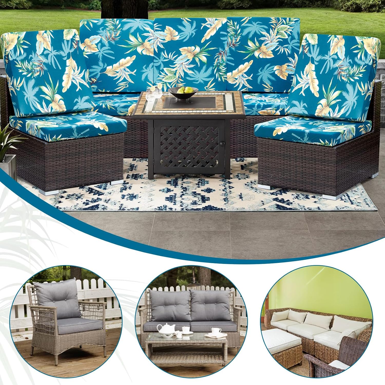 Thumbnail 5 de LiveGo Patio Stretch Sofa Cushion Cover Replacement (2, Venus) – Elastic Outdoor Cushion Slipcover