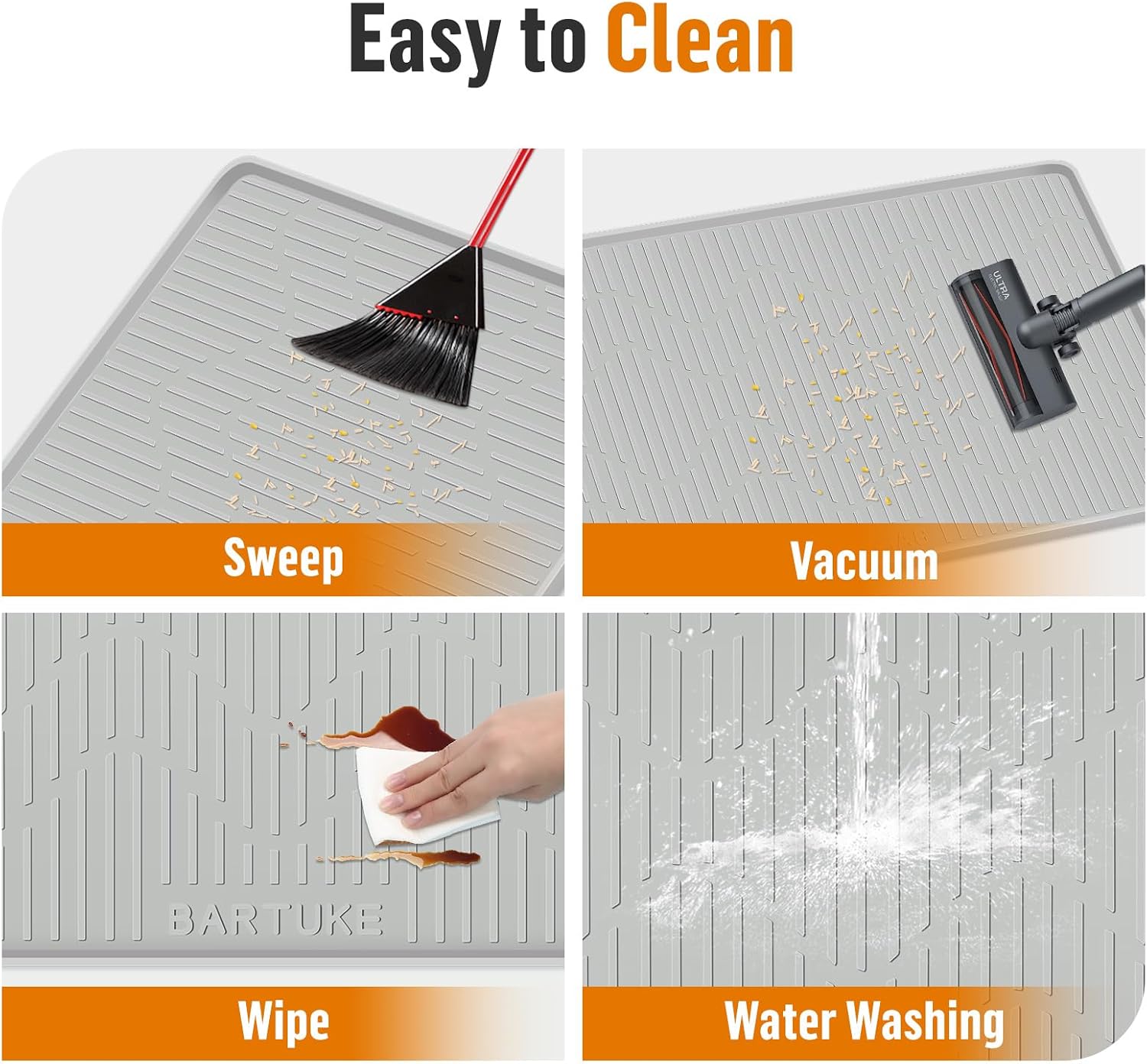 Detalle de Bartuke Silicone Cat Litter Mat (27" x 27"), Large Square, Waterproof and Easy‑to‑Clean