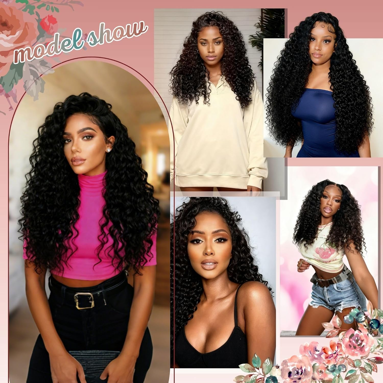 Thumbnail 6 de Pinketer Deep Wave Half Wig Human Hair 20inch | Glueless 3-in-1 Drawstring Half Wig for Beginner-Friendly, Natural Color