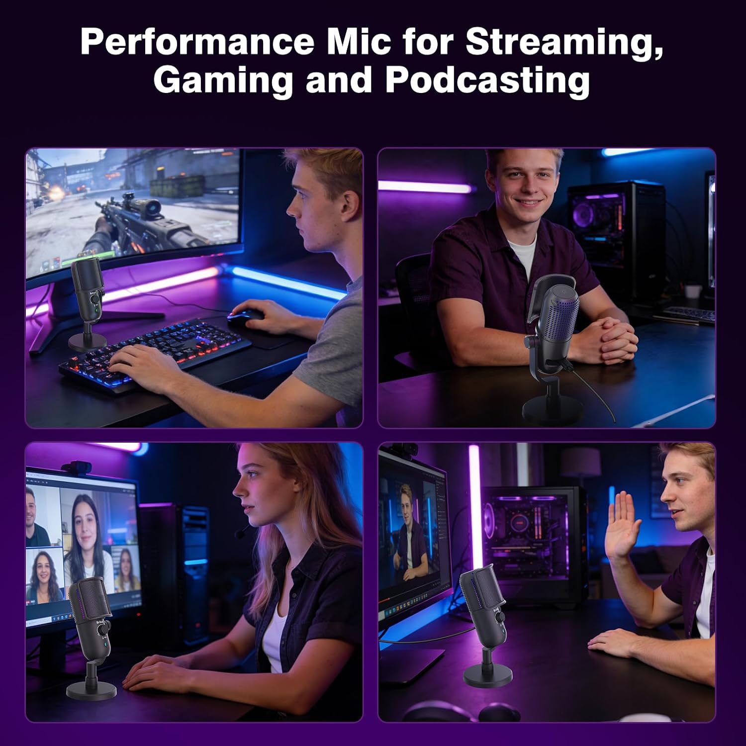 Thumbnail 6 de BRIBAT BR-D68 USB Condenser Microphone with RGB Lighting and Mute Control