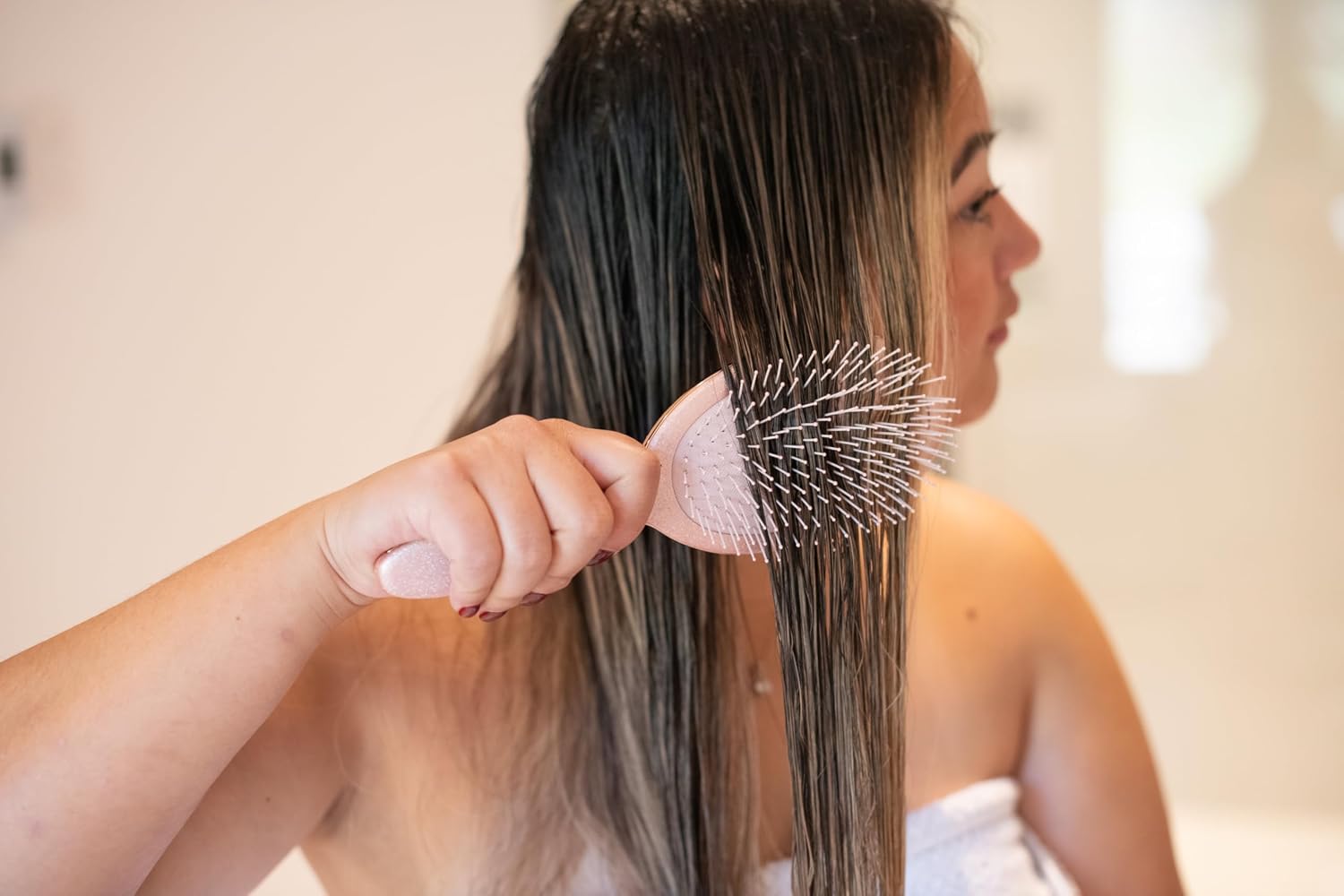 Detalle de FRAMAR Glitter Hair Brush Detangler - Rose