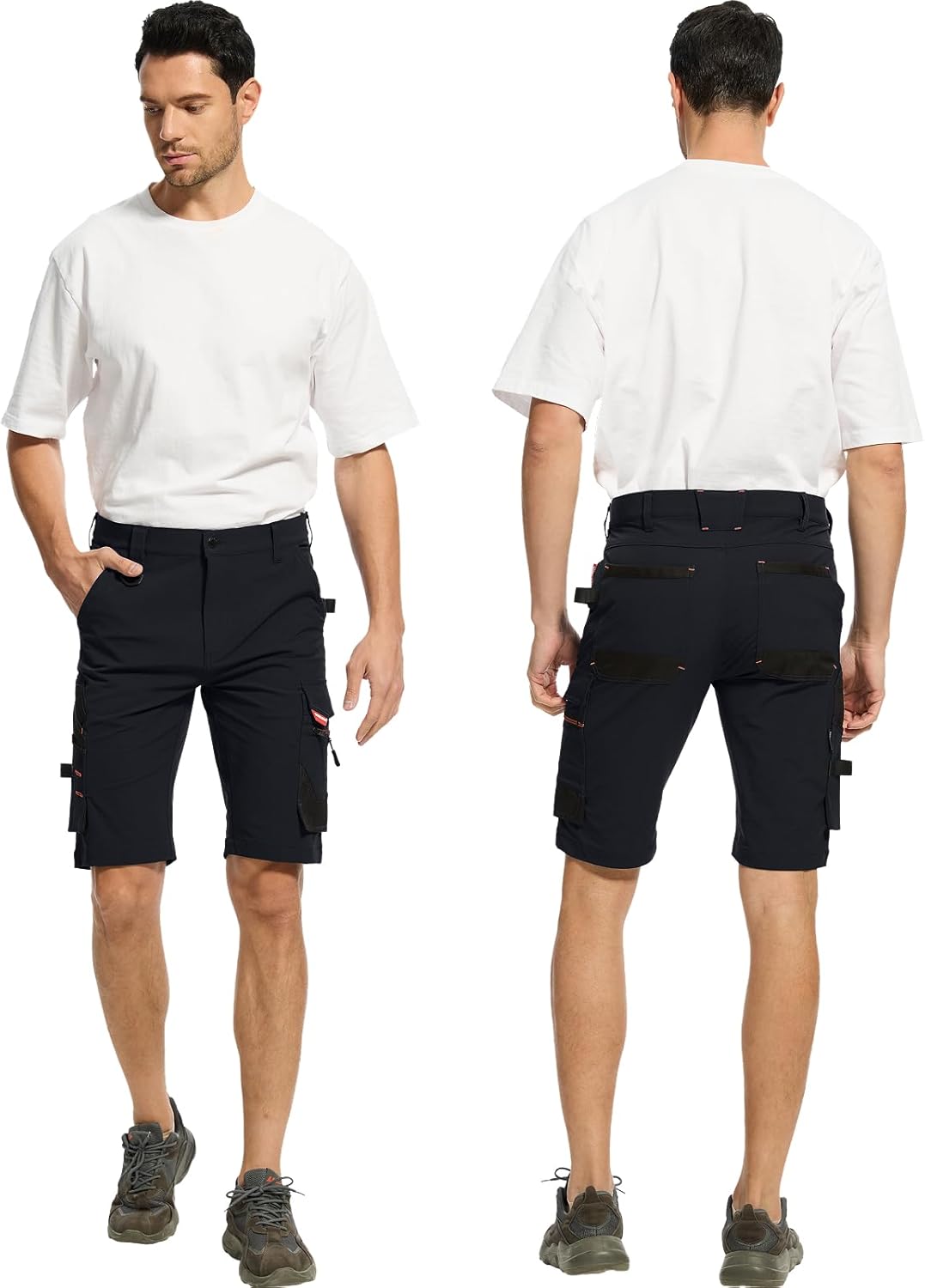 Detalle de WORK IDEA Herren Slim-Fit Stretch Arbeitsshorts – strapazierfähig und elegant im Arbeitsalltag