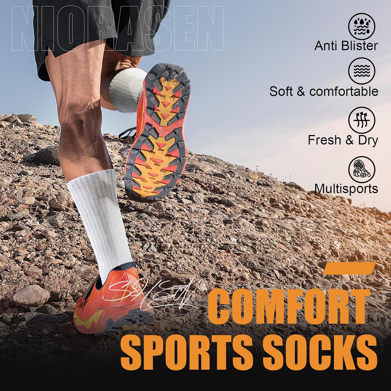 Detalle 2 de Niorasen 6 Pairs Mens Cushioned Sports Socks