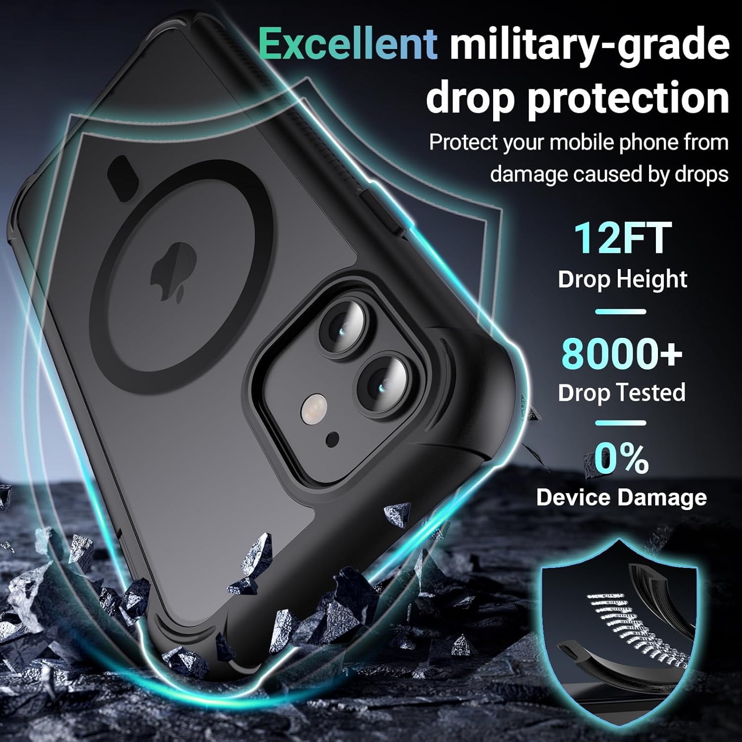 Thumbnail 3 de jaroco Magnetic Case for iPhone 12/12 Pro (6.1''), MagSafe Compatible, Military-Grade Drop Protection