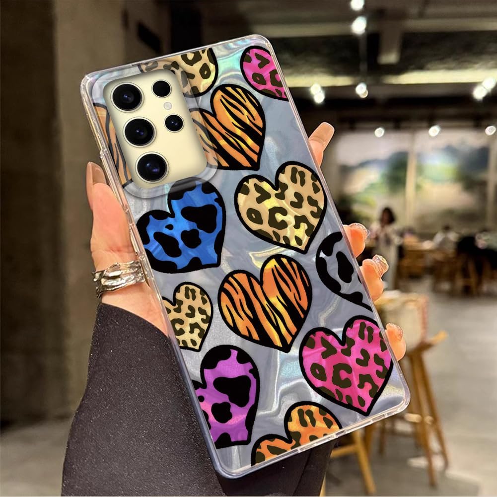 Detalle de Tedyhulle Handyhülle für Samsung Galaxy S24 Ultra mit TPU-Stoßfänger & Leopardenherz-Design