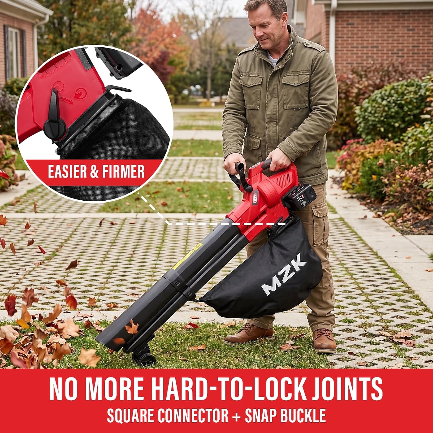 Detalle de MZK H6618 40V Leaf Vacuum Mulcher, 700 CFM Cordless 3-in-1 Blower