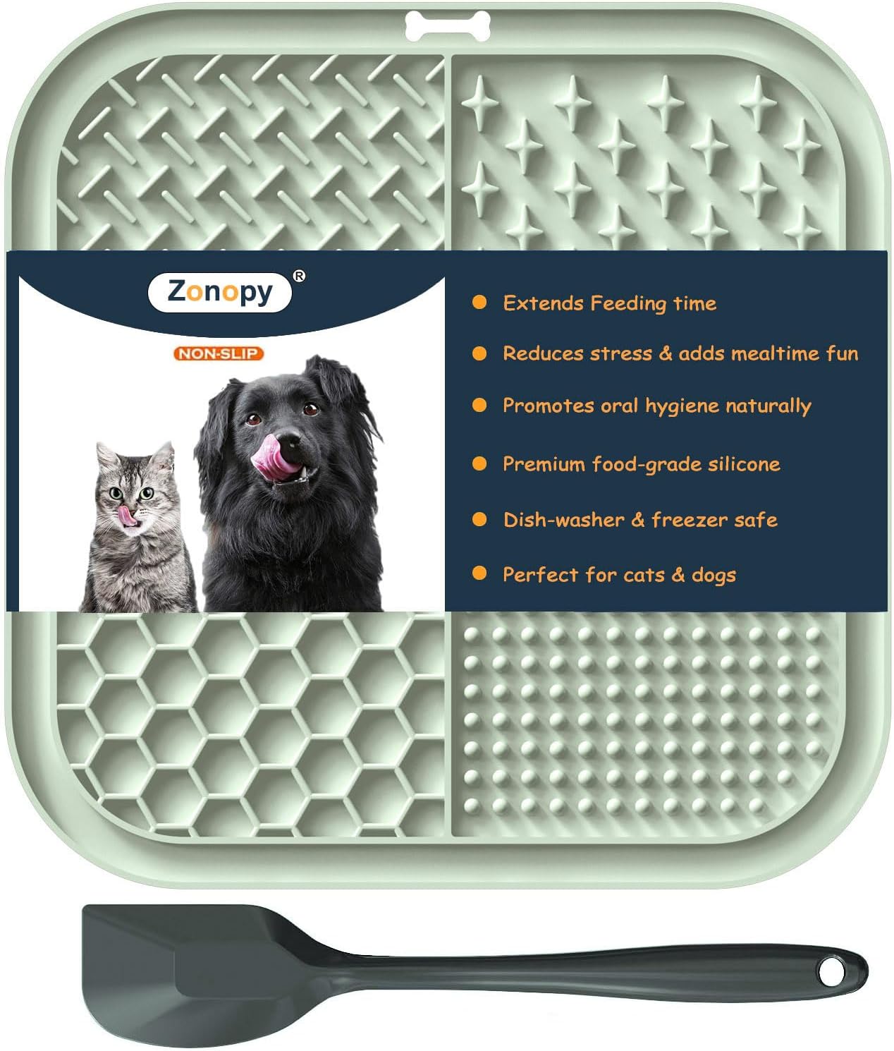 Tapis à lécher Zonopy pour chiens et chats avec ventouses – alimentation lente et distraction efficace