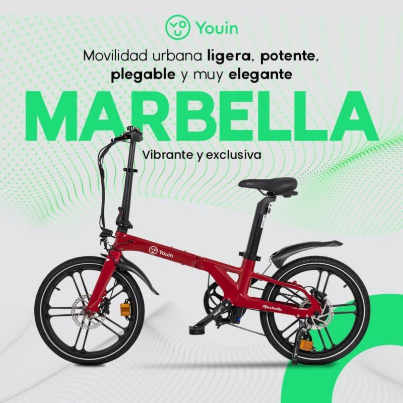 Detalle 2 de YOUIN Marbella BK1350 250W: bicicleta eléctrica plegable, 20" y 40 km de autonomía