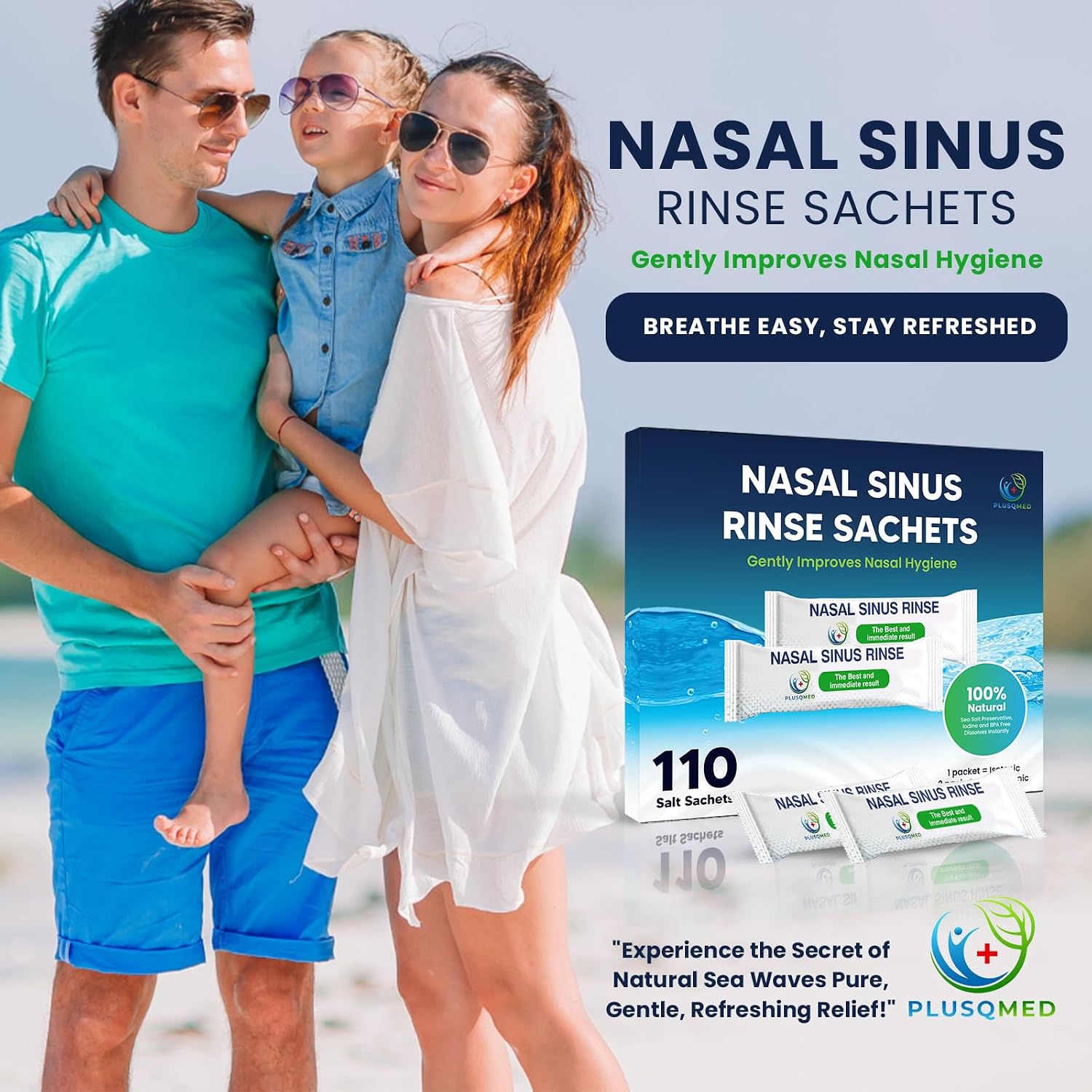 Detalle de Neti Salin: 110 sachets de rinçage des sinus, sel de rinçage nasal 2,7 g, compatible avec pot Neti 240 ml ou 300 ml