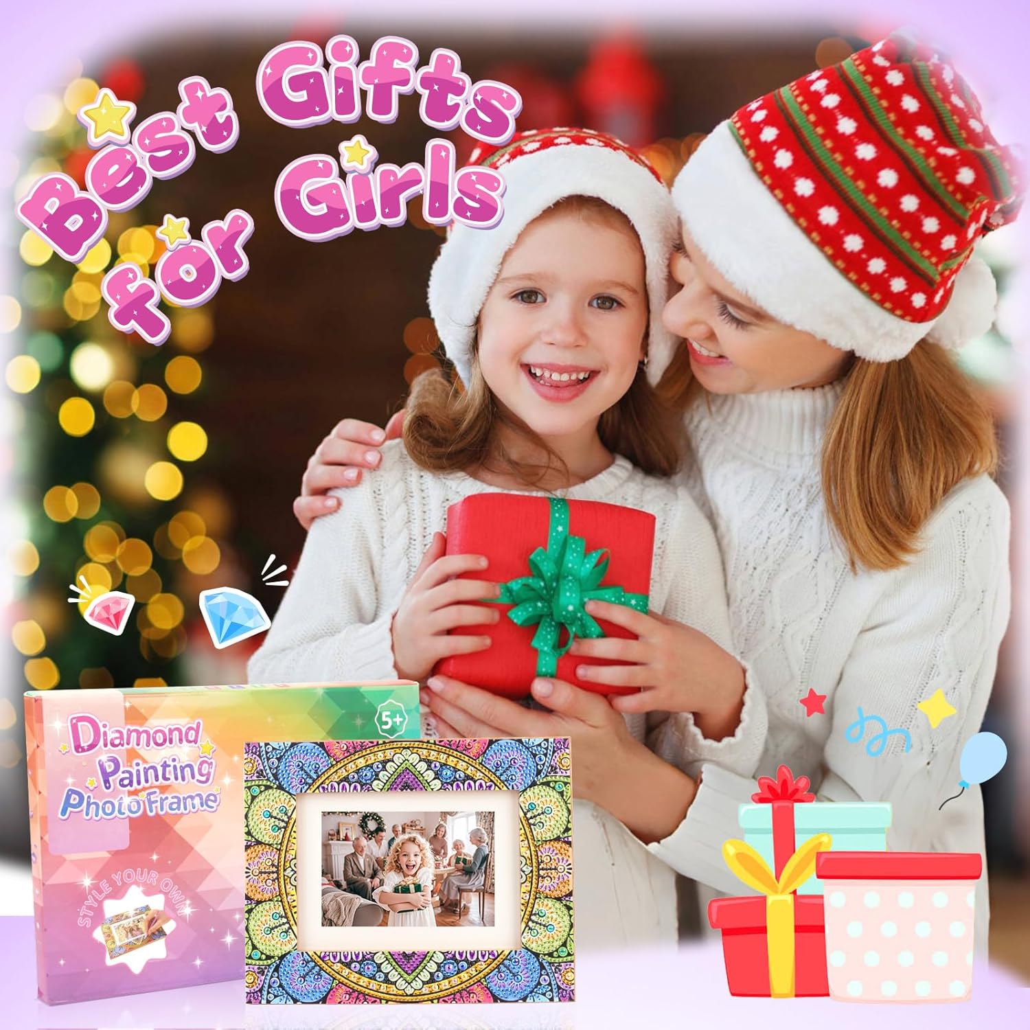 Thumbnail 6 de Arts and Crafts Kit Diamond Art Frame for Ages 6–12 🎨