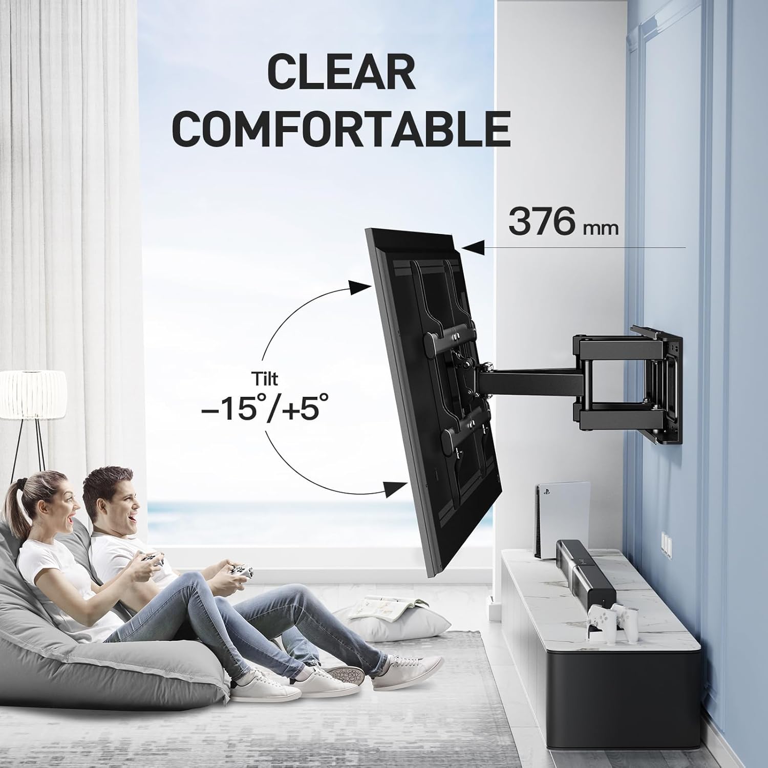 Thumbnail 3 de PERLESMITH PSPILFK1 Supporto TV a parete girevole, inclinabile ed estendibile 37–85 pollici (VESA 200x100–600x400)