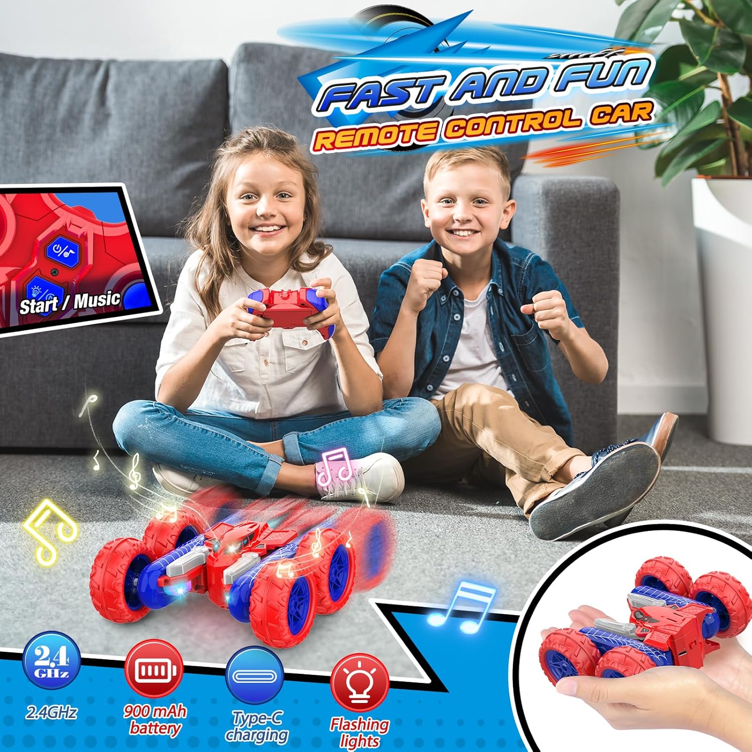 Thumbnail 3 de Dreamlandia Macchina Telecomandata per Bambini 3+ Anni – Auto Acrobatica con Luci e Rotazione 360°