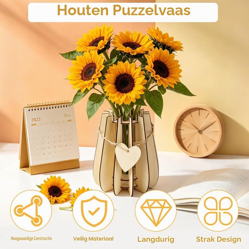 Thumbnail 4 de AUAUY 5691607 houten vaas voor LEGO-bloemen van lindehout