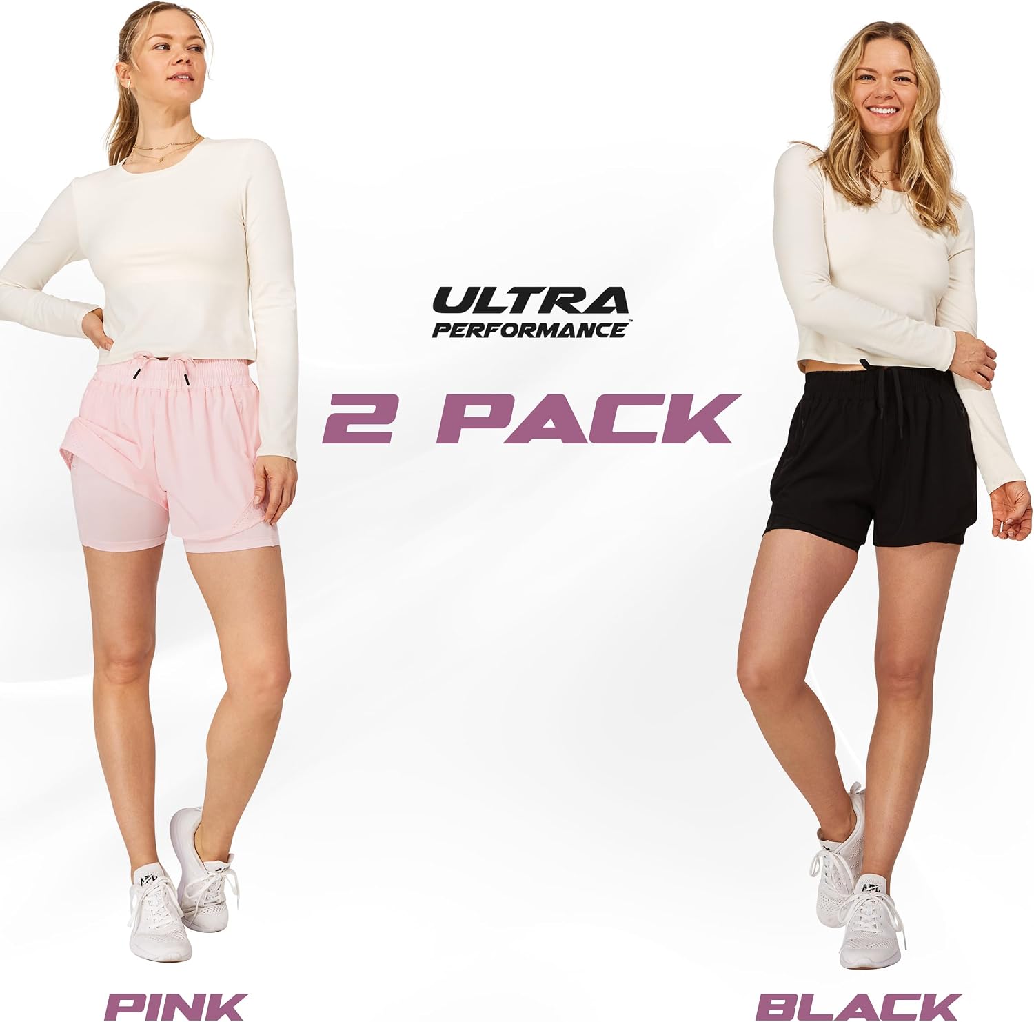 Thumbnail 1 de Ultra Performance Women's Running Gym Shorts (2-Pack) with Built-In Liner and Phone Pocket