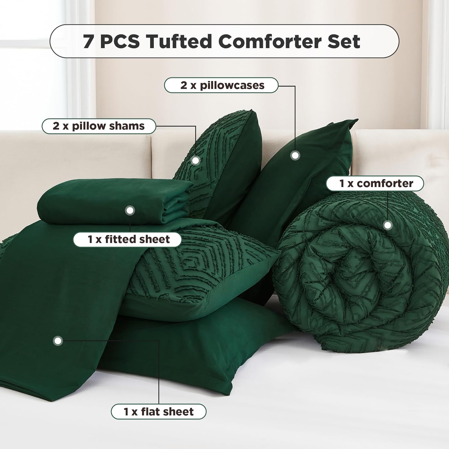 Thumbnail 5 de Andency California King Duvet Set Emerald