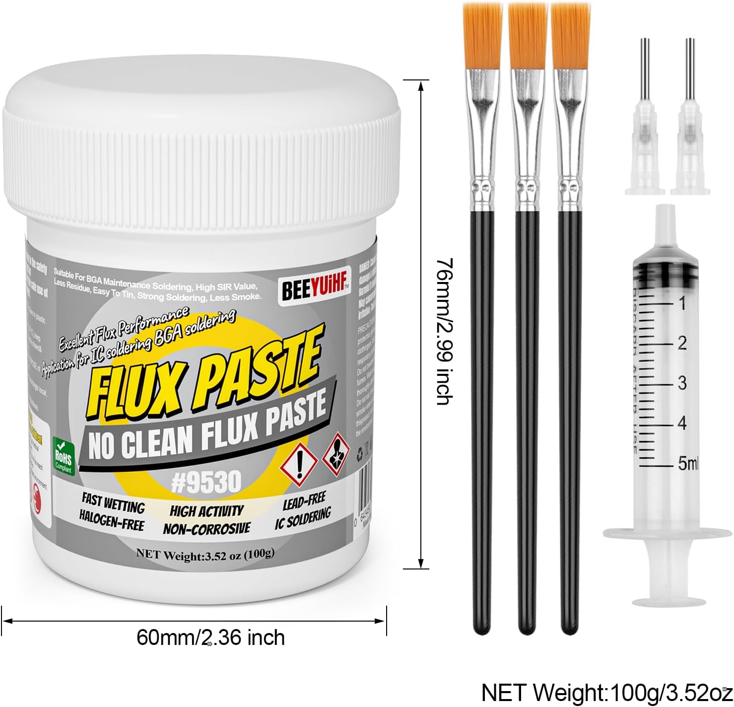 Thumbnail 6 de BEEYUIHF No-Clean Lötpaste Flussmittel für BGA/IC/CPU/PCB/SMD (nicht-korrosiv, bleifrei, 146 g)