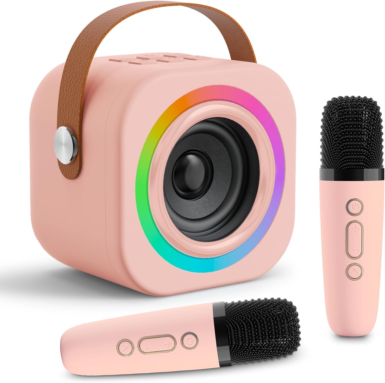 Detalle de Mini Karaoke Machine for Kids with 2 Wireless Mics – Fun, Safe Home Karaoke for Ages 3–12