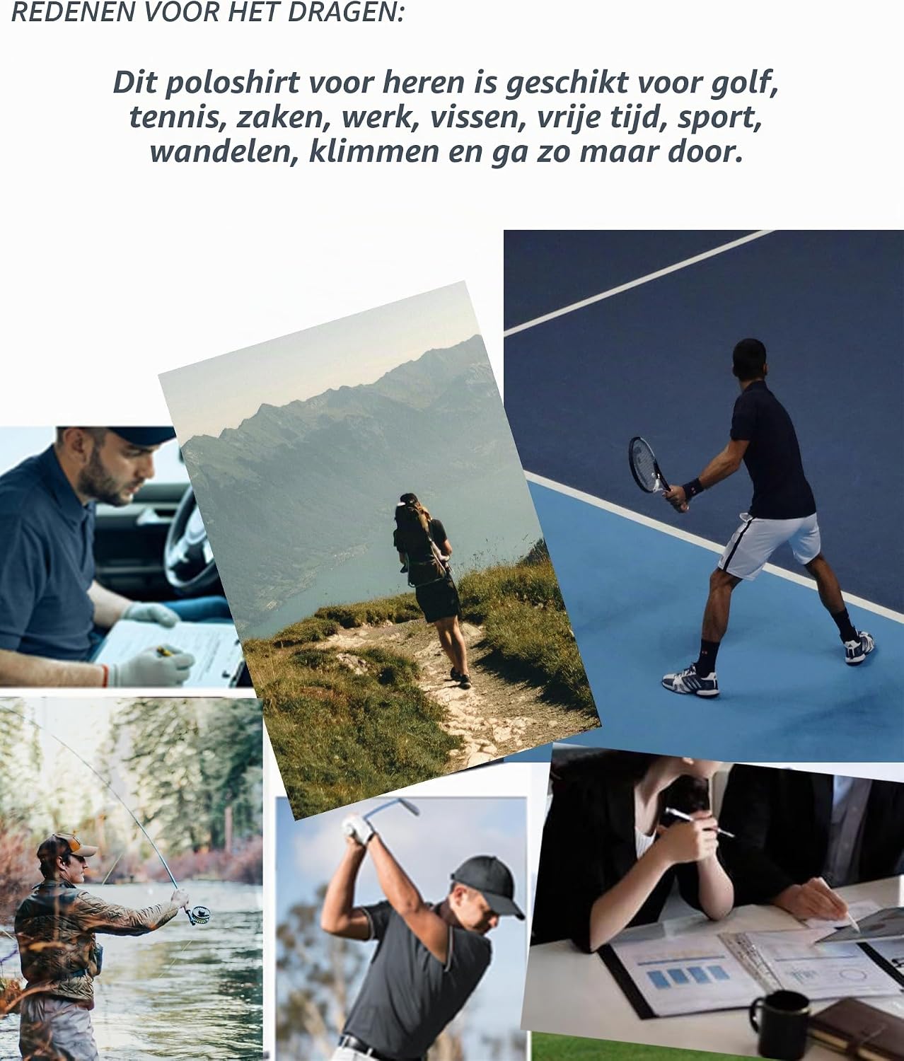 Detalle de JACKETOWN herenpolo met lange mouwen voor golf en dagelijks gebruik