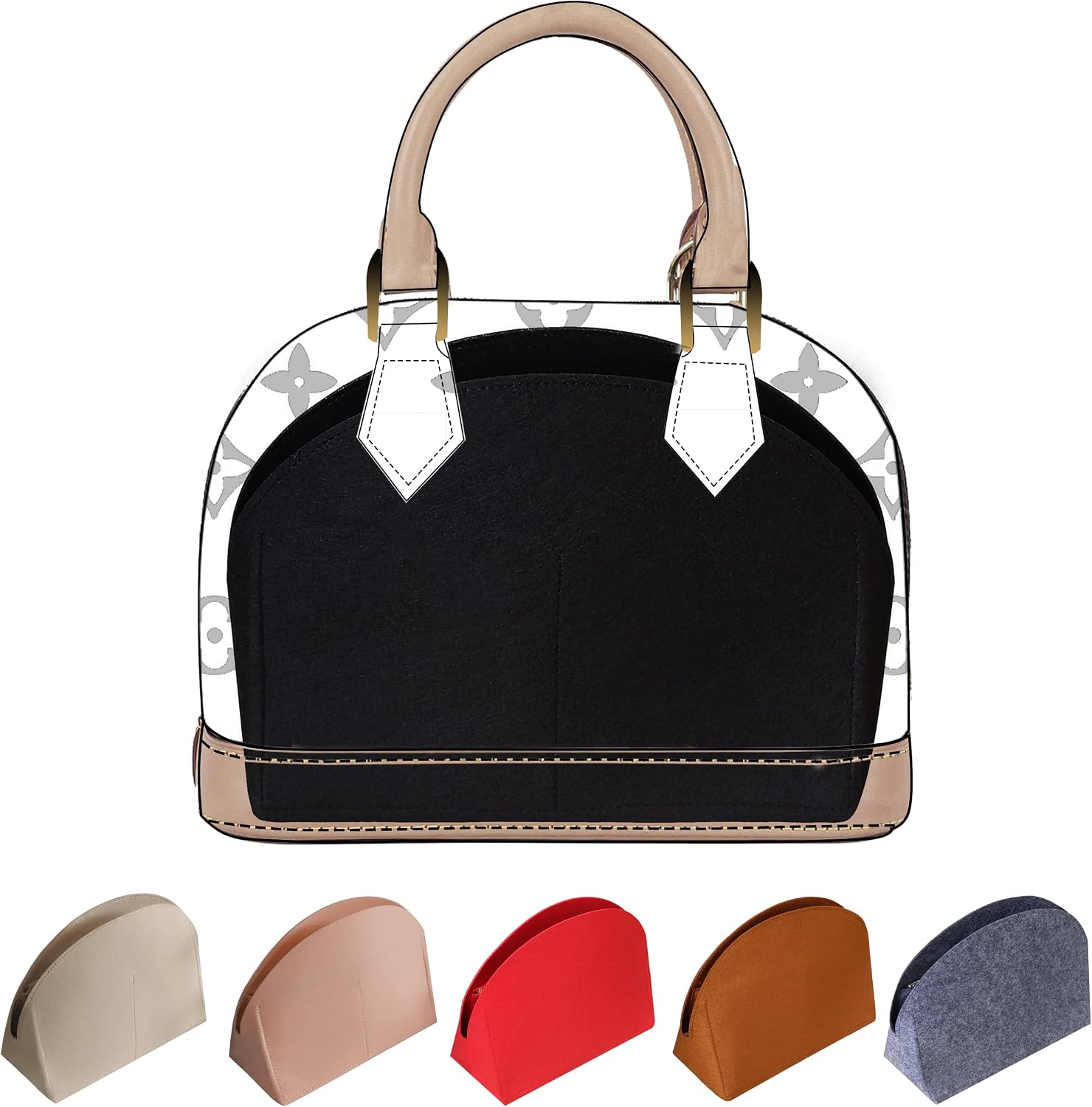 Thumbnail 5 de Soyizom felt bag organiser insert for Alma BB / Alma PM (felt liner organiser)
