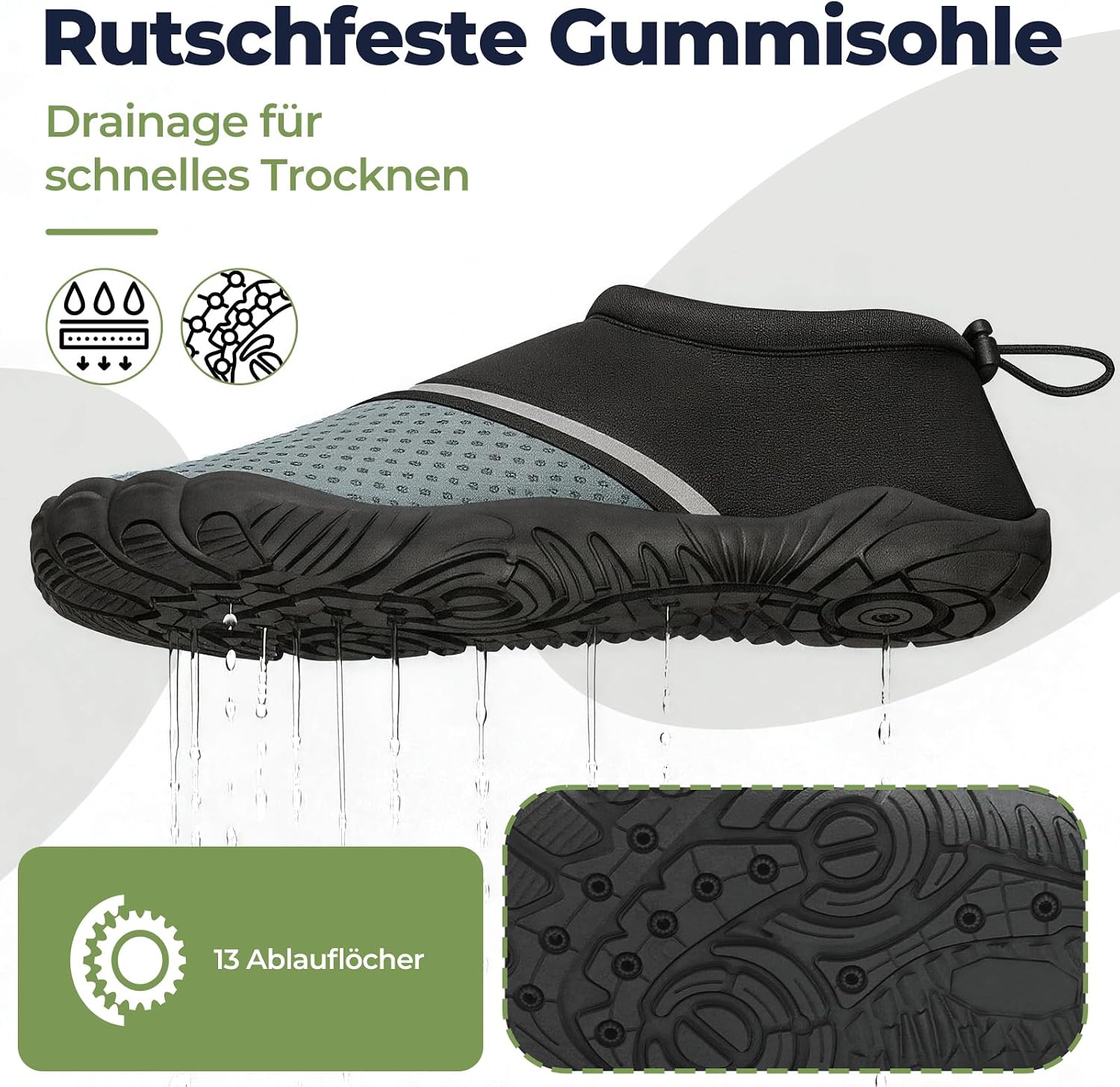 Detalle de Mishansha Badeschuhe Wasserschuhe – rutschfest, schnelltrocknend und leicht (Gr. 36–46)