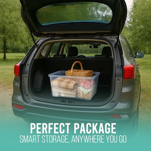 Detalle de Klass 3 PCS 50L Plastic Storage Boxes With Lids (Cliping Lid) – Clear, Strong & Stackable