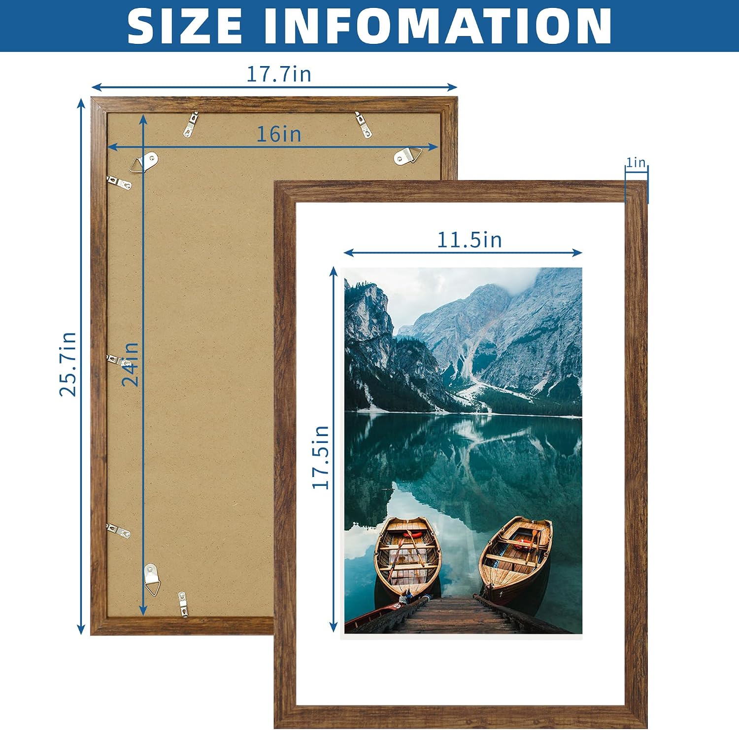 Detalle de Hongkee 16x24 Rustic Brown Frame Set of 2