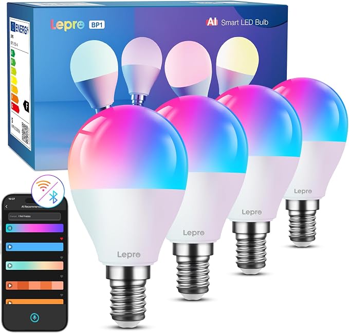 Detalle de Lepro BP1 AI Bombilla LED E14 RGB+CCT, Control Wi-Fi y Alexa