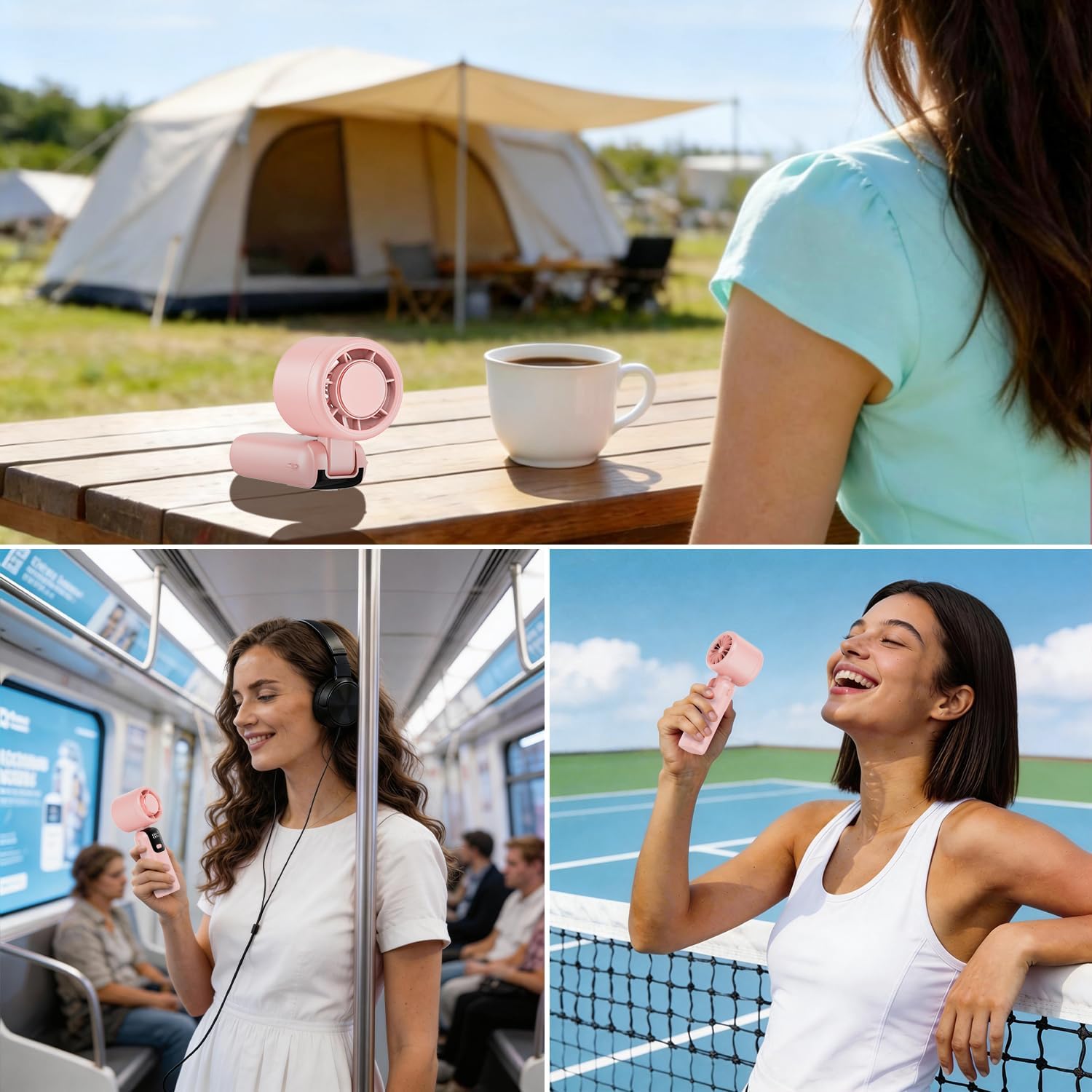 Thumbnail 6 de Portable Handheld Fan with LED Display, 5-Speed USB Rechargeable Personal Fan
