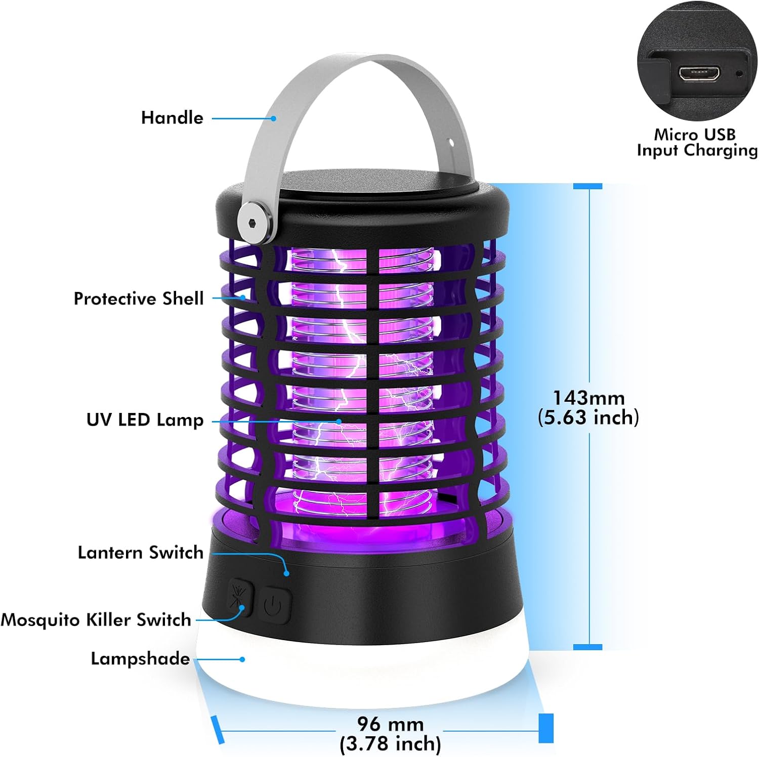 Thumbnail 5 de Regevo Lampe Anti Moustique Exterieur – Lampe 3 en 1 pour camping, USB-C, IP66, 2200mAh
