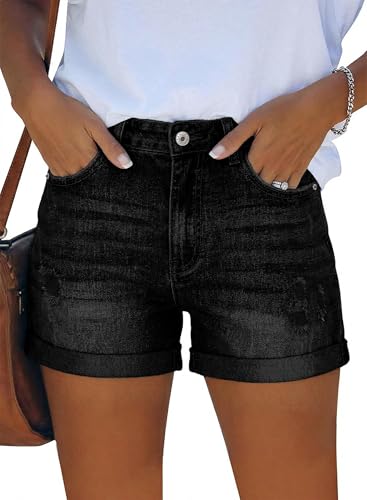 Imagen de KISSMODA Women's Wash Denim Shorts – High Waisted Ripped Rolled Hem en OfertitasTOP