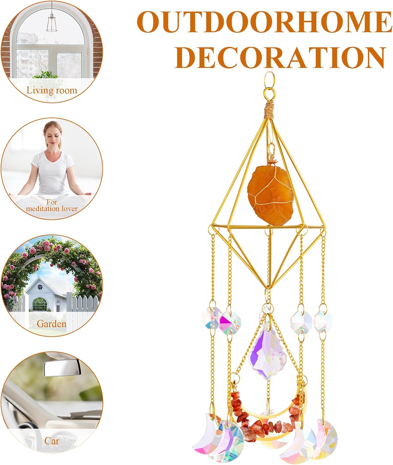 Detalle 2 de AWARDSEN Garden Sun Catchers Carnelian Natural Rainbow Prism